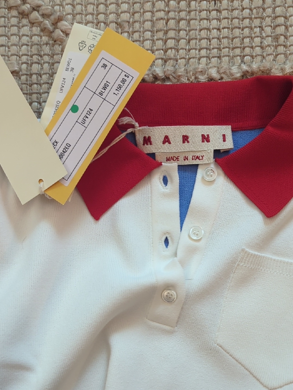 NWT Marni Technical Viscose Contrast Polo Knit Top Blue Red Size XS IT 38 - Picture 4 of 7
